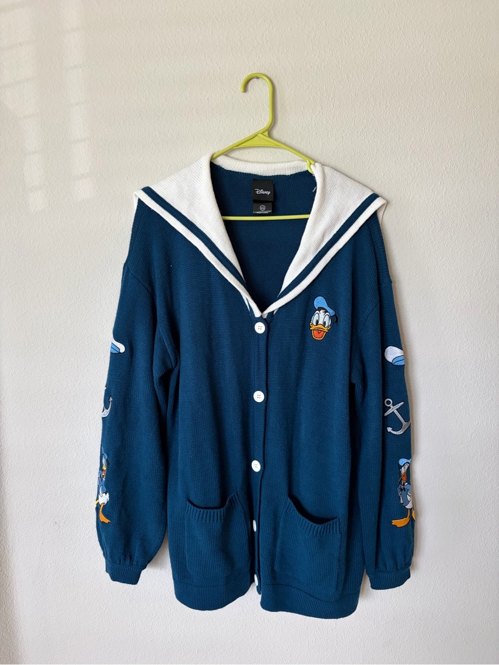 Disney Donald Duck Sailor Cardigan Sweater Hot Topic Oversized Knit - Size L